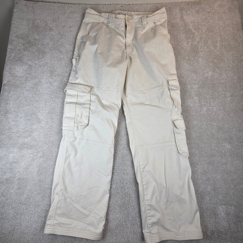 Abercrombie & Fitch Cream Cargo Utility Pants Womens 14L Straight Leg